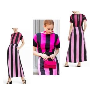 NWOT! CJR for Target pink black striped maxi dress
